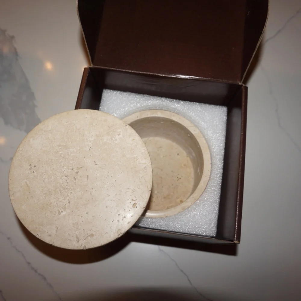 ame gemella travertine stone treat jar
